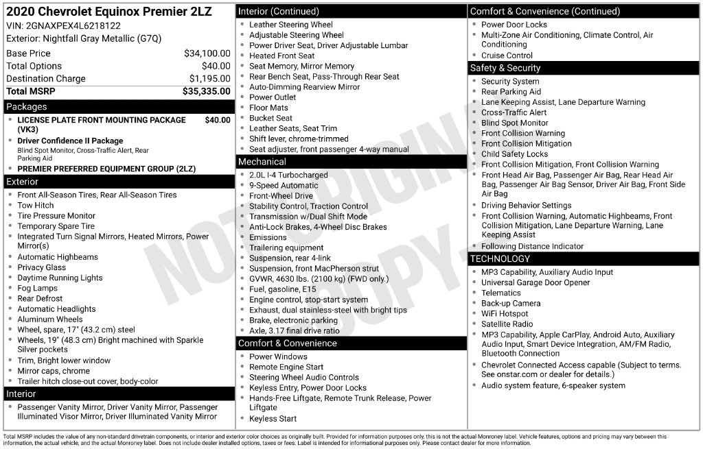 Used 2020 Chevrolet Equinox Premier FWD image 38