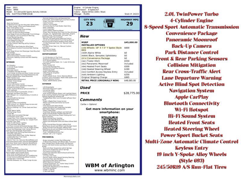 Used 2021 BMW X3 xDrive30i w/ Convenience Package image 2
