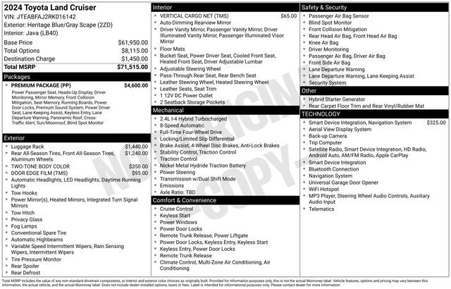 Used 2024 Toyota Land Cruiser w/ Premium Package AWD/4WD image 2