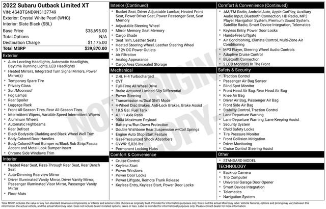 Used 2022 Subaru Outback Limited XT image 15