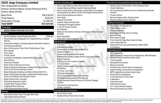 Certified 2020 Jeep Compass Limited AWD/4WD image 28