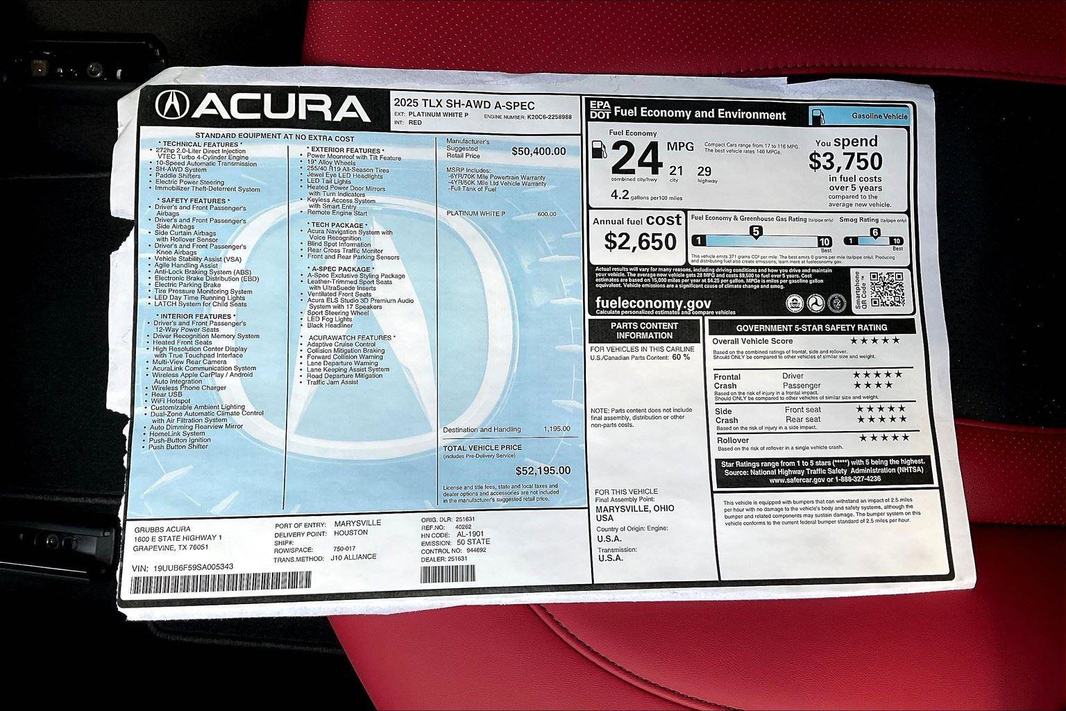 New 2025 Acura TLX SH-AWD w/ A-SPEC Pkg image 24