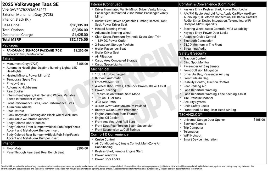Used 2025 Volkswagen Taos SE w/ Panoramic Sunroof Package image 12