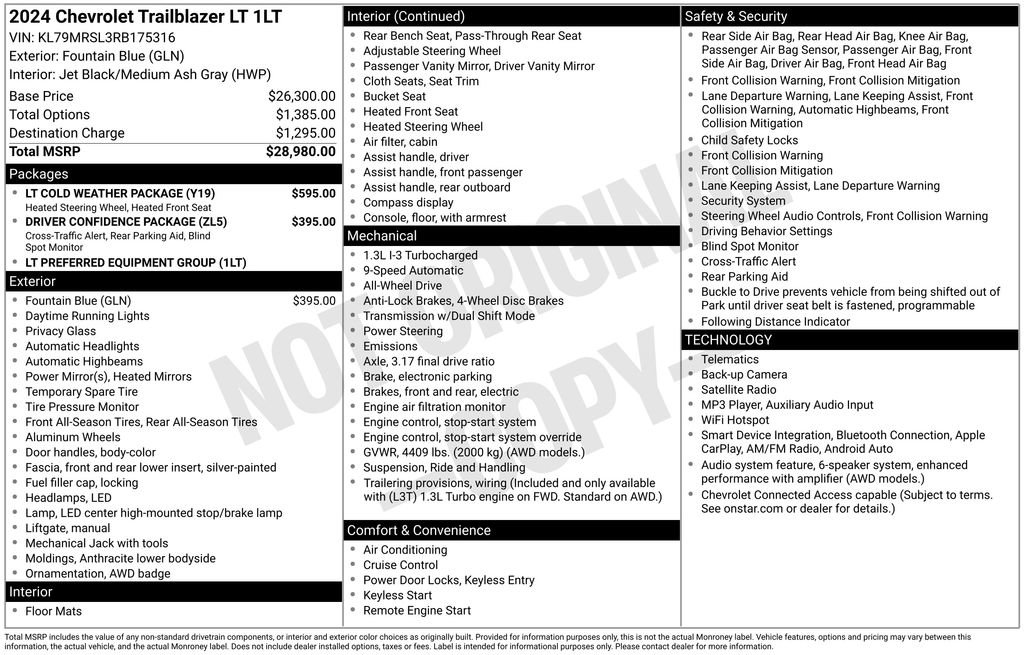 Used 2024 Chevrolet TrailBlazer LT w/ LT Cold Weather Package AWD/4WD image 30
