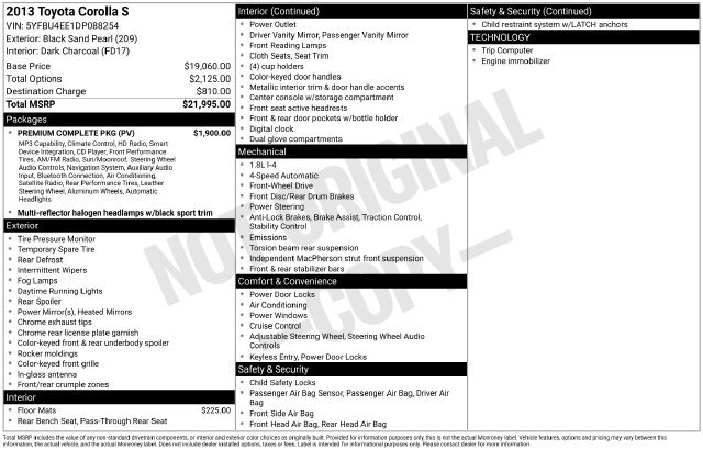 Used 2013 Toyota Corolla S w/ Premium Complete Pkg FWD image 4
