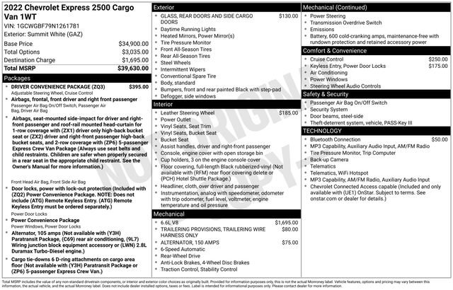 Used 2022 Chevrolet Express 2500 Extended w/ Driver Convenience Package RWD image 27