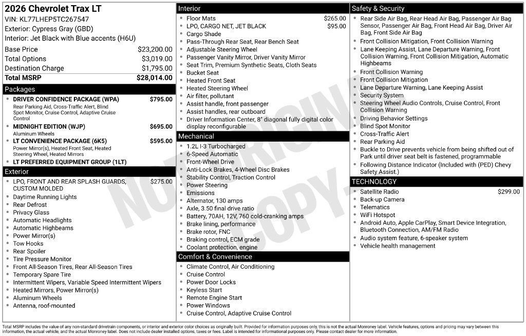 New 2026 Chevrolet Trax LT w/ Driver Confidence Package FWD image 4