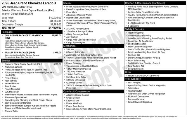 New 2026 Jeep Grand Cherokee Laredo X AWD/4WD image 36