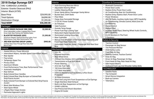 Used 2018 Dodge Durango SXT w/ Quick Order Package 2BB image 5