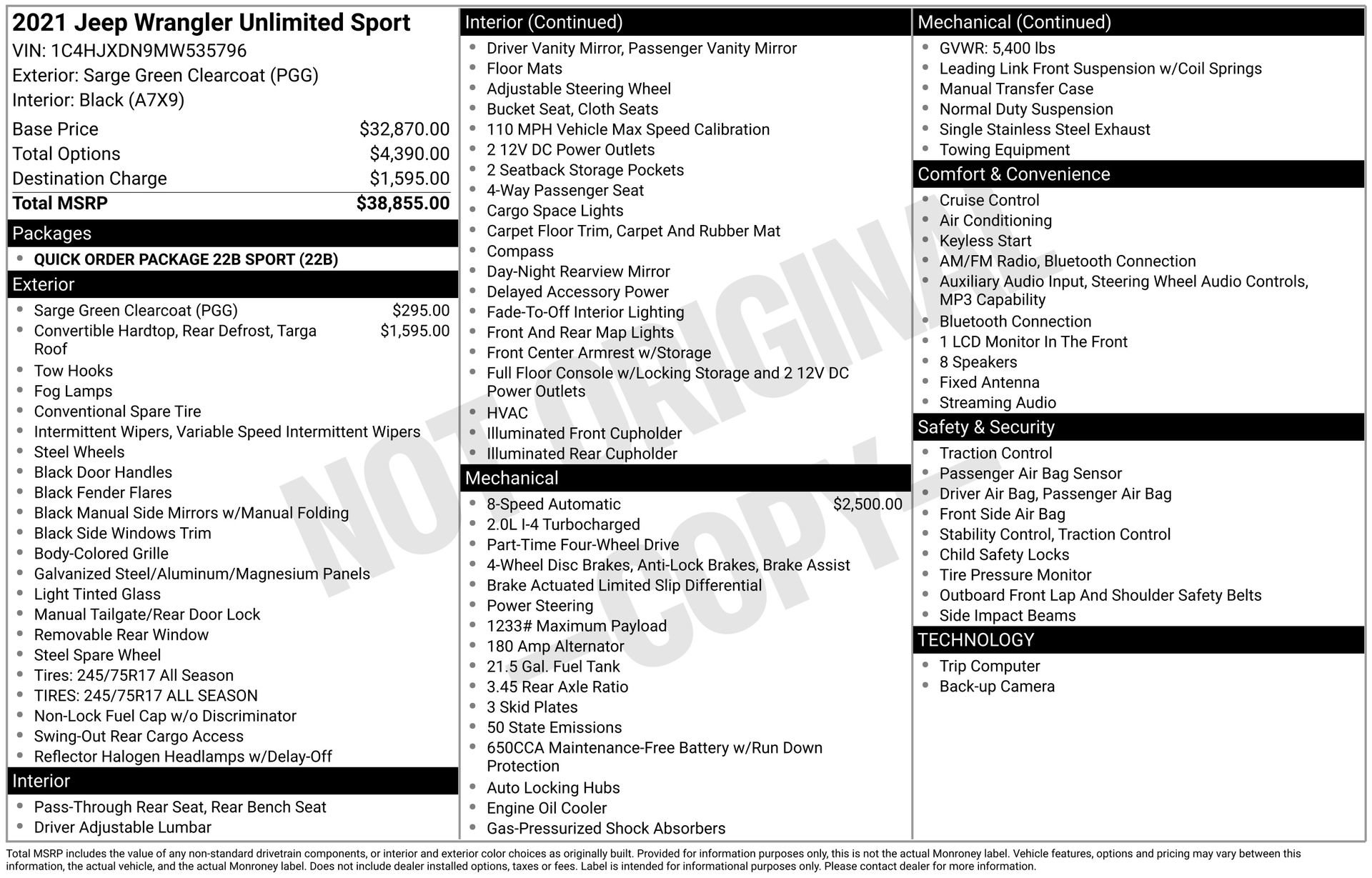 Used 2021 Jeep Wrangler Unlimited Sport AWD/4WD image 3