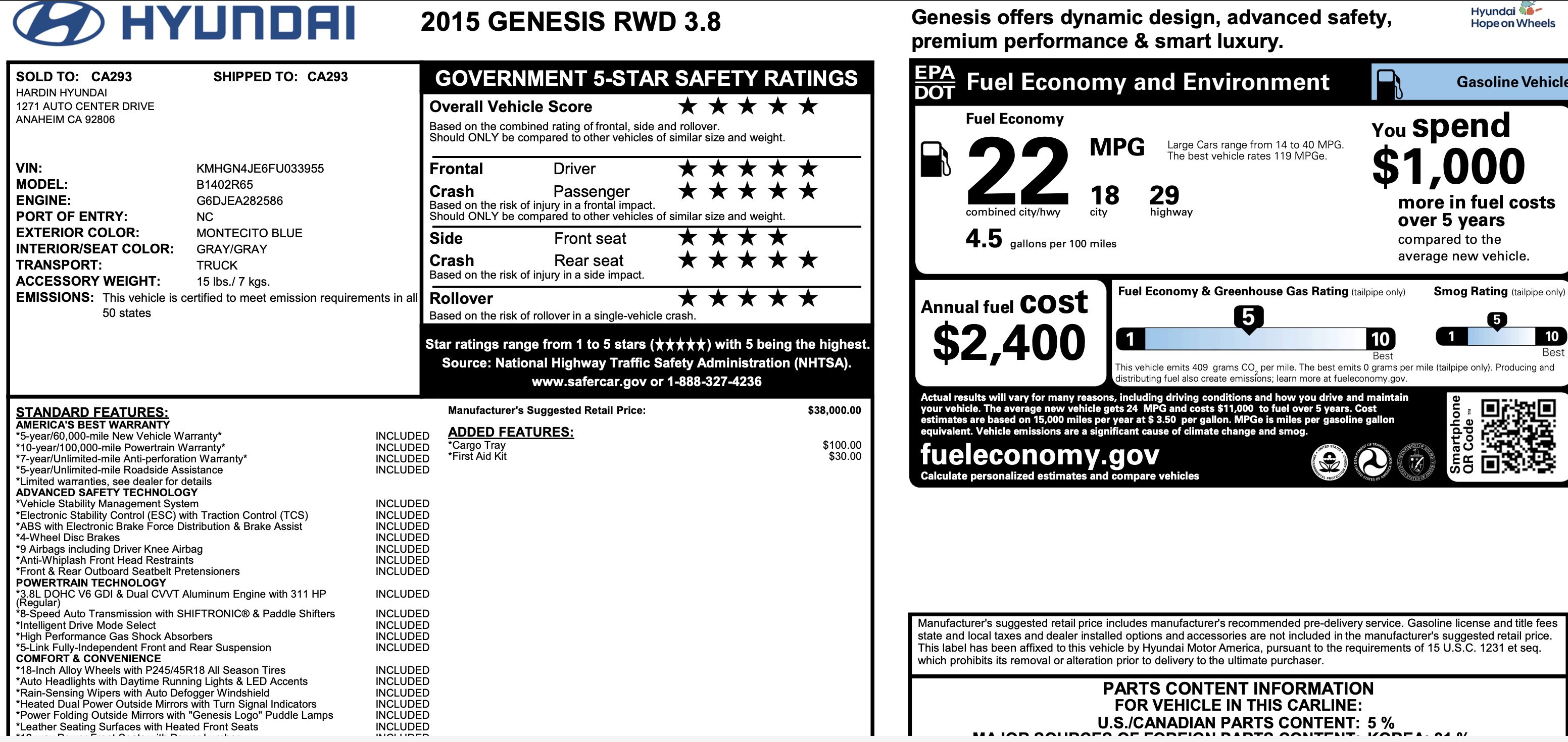 Used 2015 Hyundai Genesis 3.8