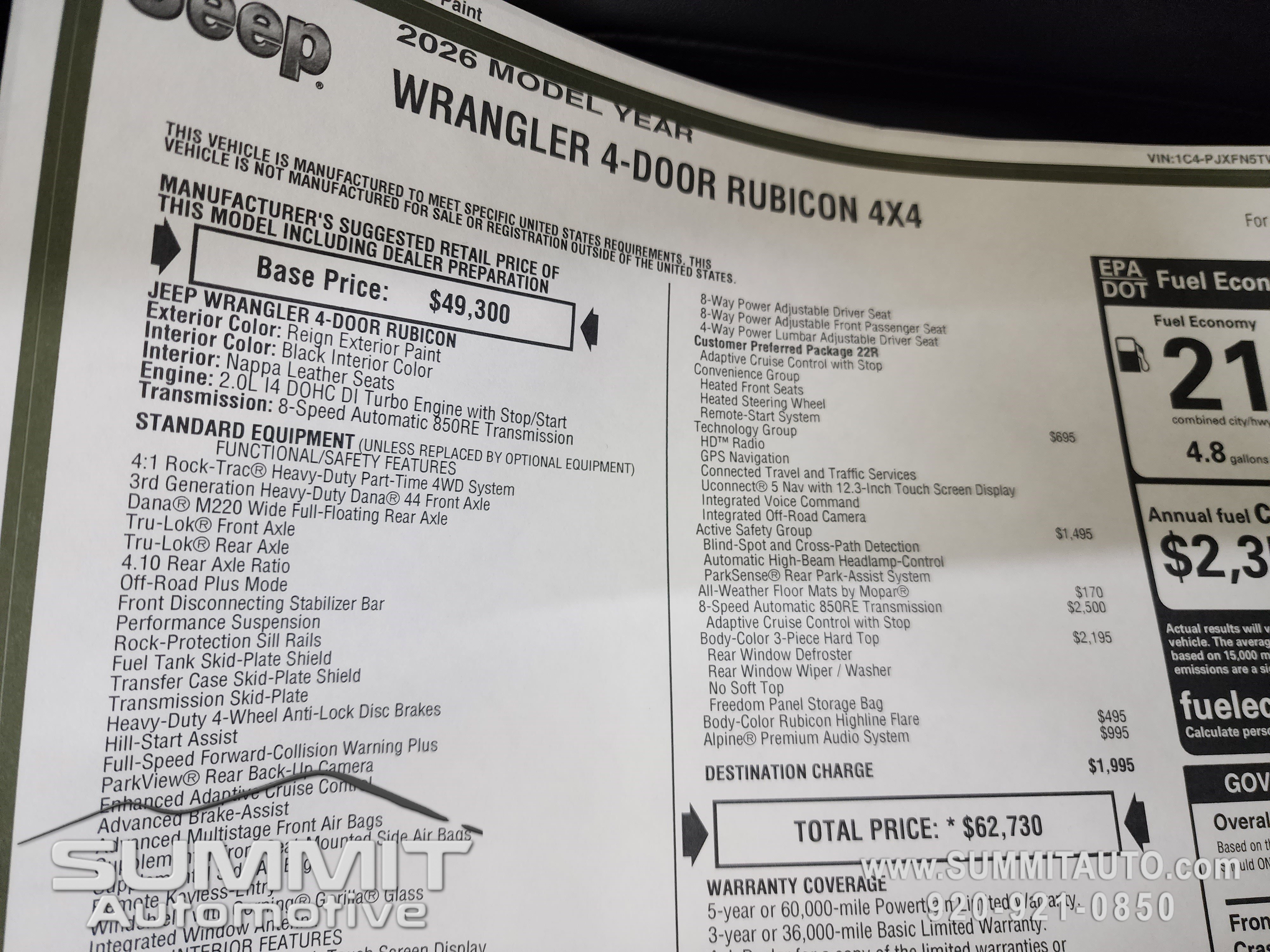 New 2026 Jeep Wrangler Unlimited Rubicon w/ Safety Group AWD/4WD image 37