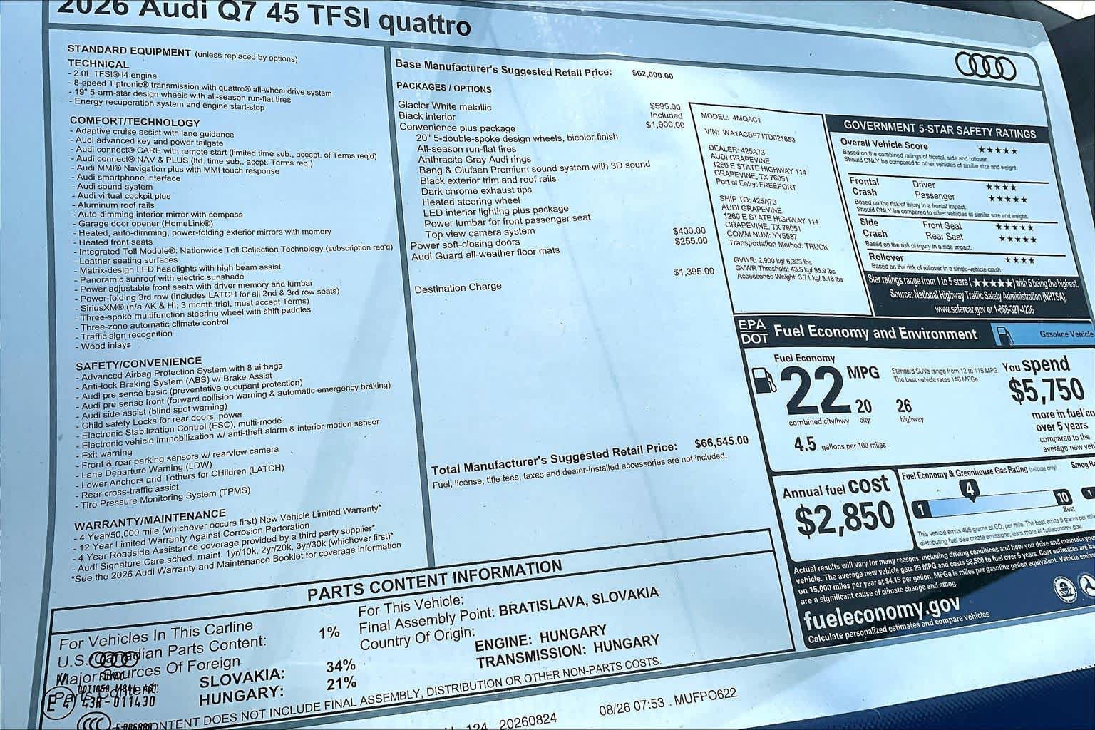 New 2026 Audi Q7 2.0T Premium AWD/4WD image 21