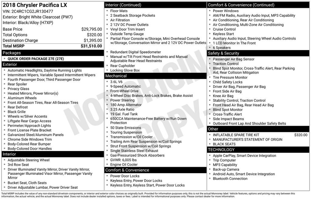Used 2018 Chrysler Pacifica LX FWD image 25