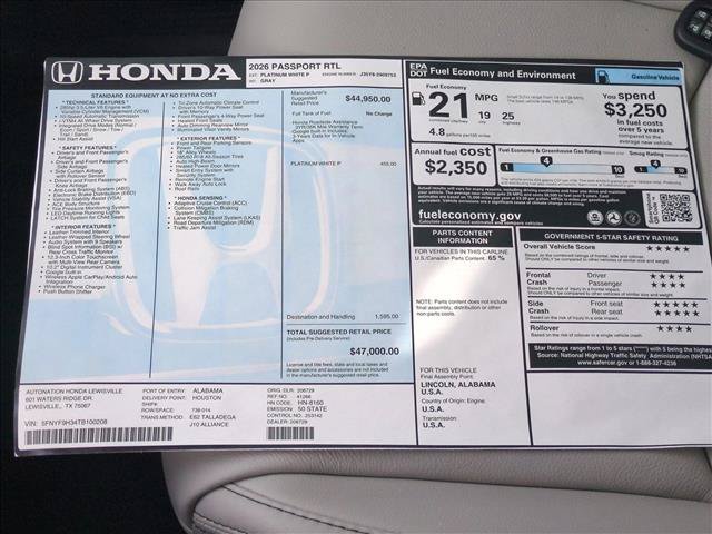 New 2026 Honda Passport RTL image 18