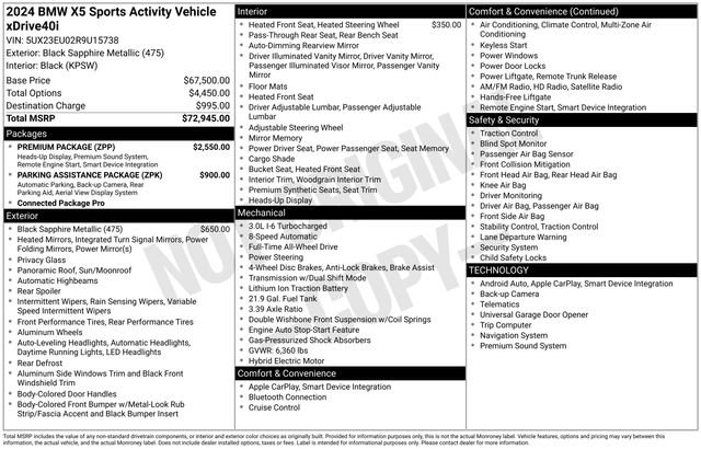 Certified 2024 BMW X5 xDrive40i w/ Premium Package AWD/4WD image 46