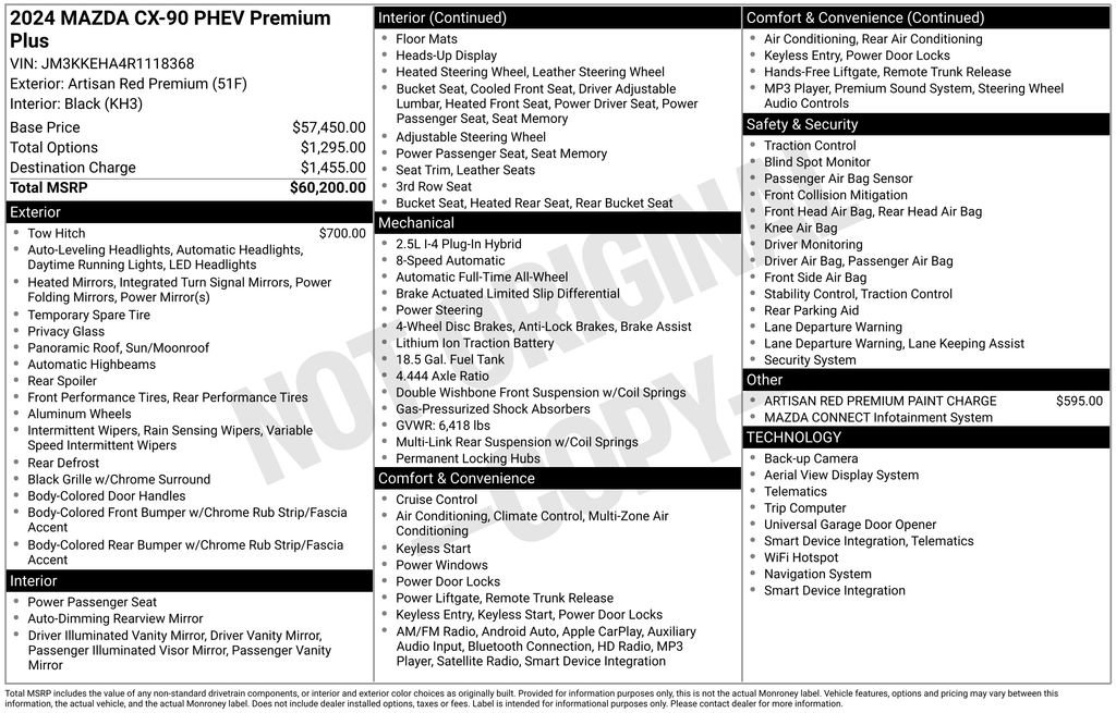 Used 2024 MAZDA CX-90 Plug-In Hybrid w/ Premium Plus image 15