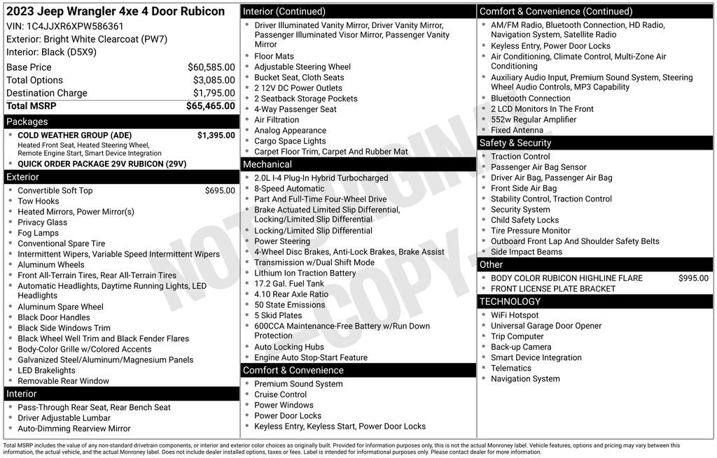 Used 2023 Jeep Wrangler Unlimited Rubicon 4xe w/ Cold Weather Group image 53