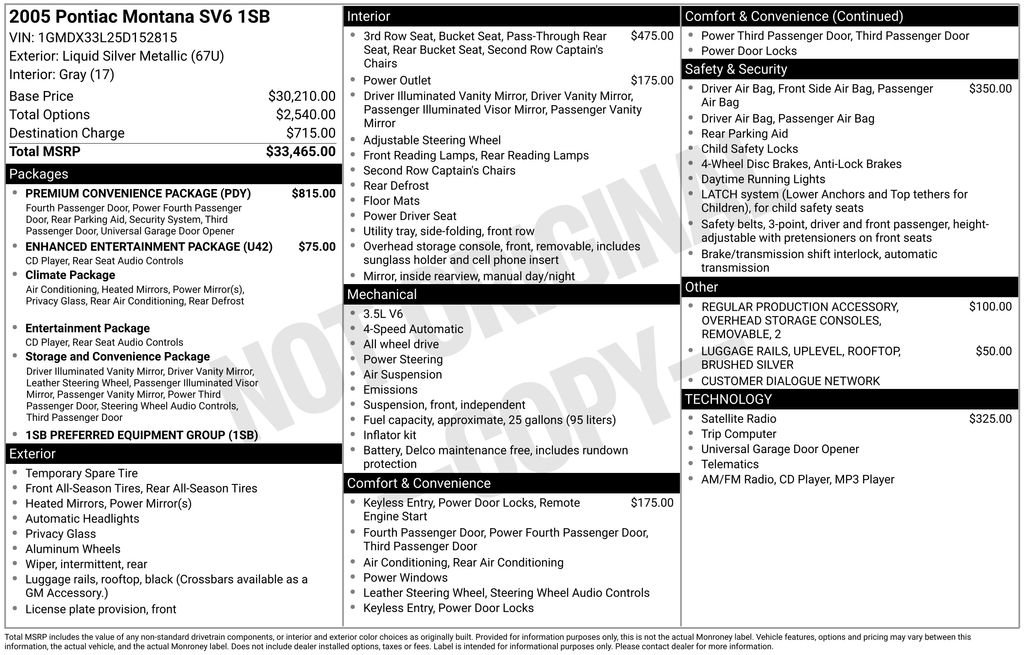 Used 2005 Pontiac Montana SV6 w/ Premium Convenience Package image 29