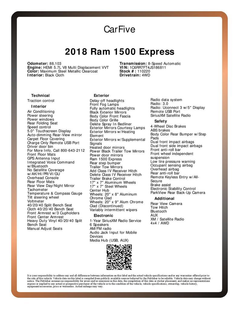 Used 2018 RAM 1500 Express w/ Express Value Package image 32