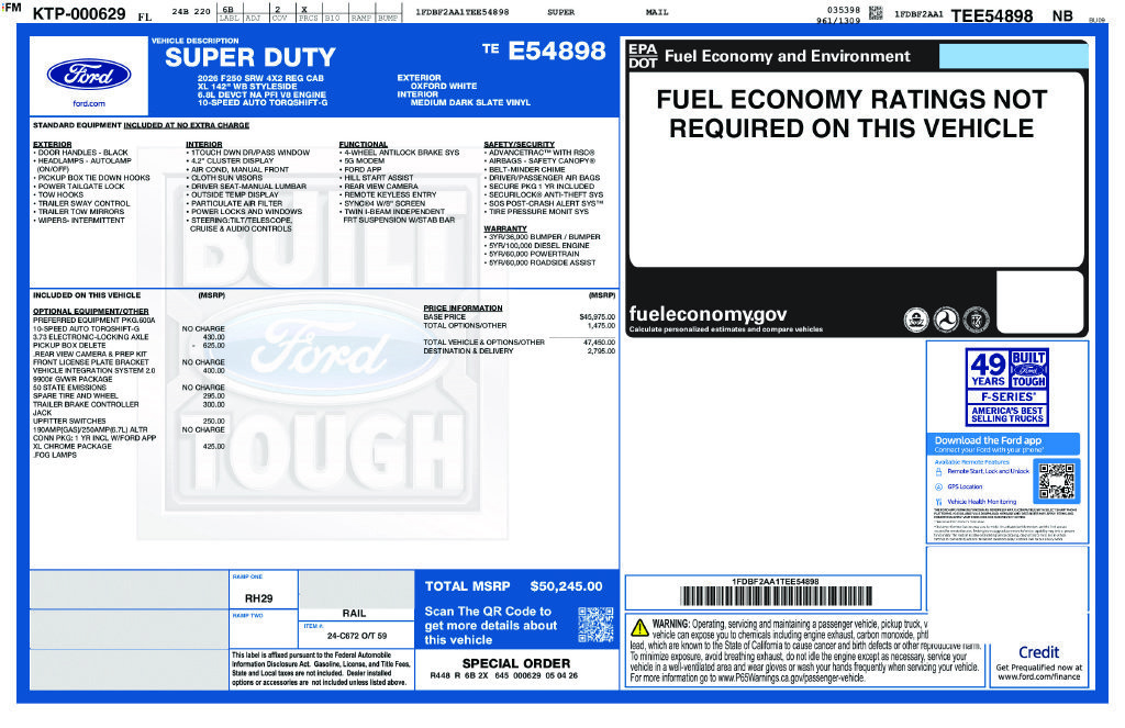 New 2026 Ford F250 XL w/ XL Chrome Package RWD image 8