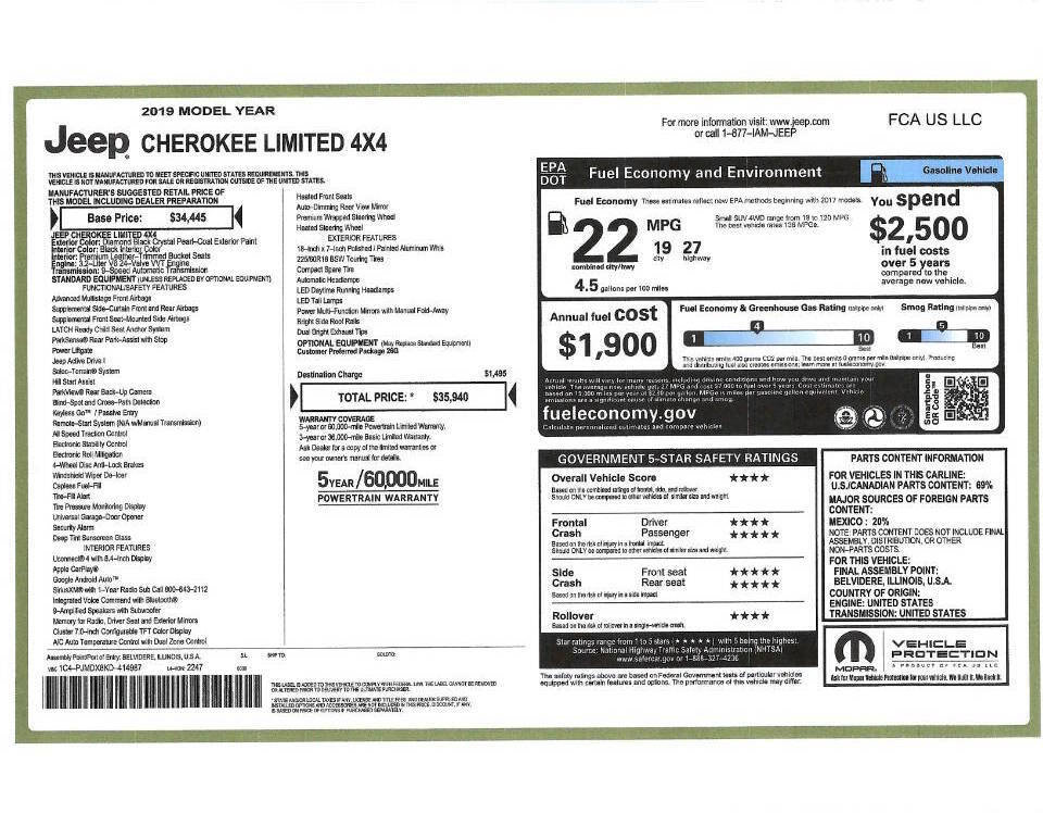 Used 2019 Jeep Cherokee Limited image 2