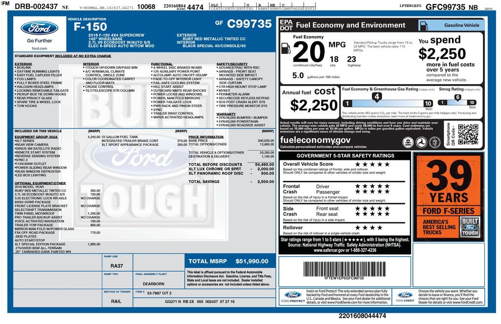 Used 2016 Ford F150 XLT w/ Equipment Group 302A Luxury AWD/4WD image 2