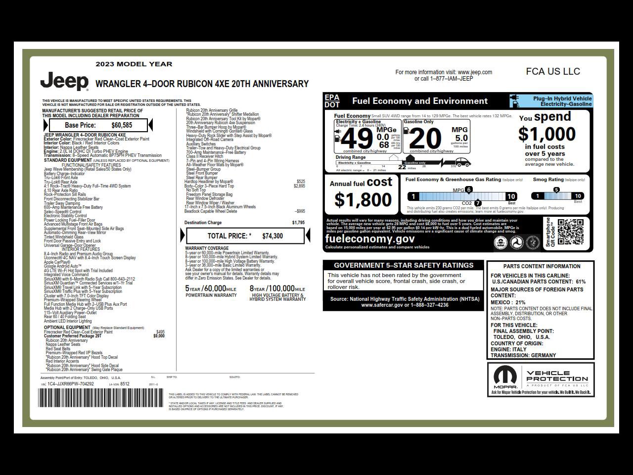 Used 2023 Jeep Wrangler Unlimited Rubicon 4xe AWD/4WD image 33