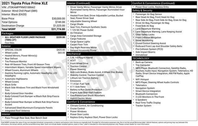 Certified 2021 Toyota Prius Prime XLE FWD image 23