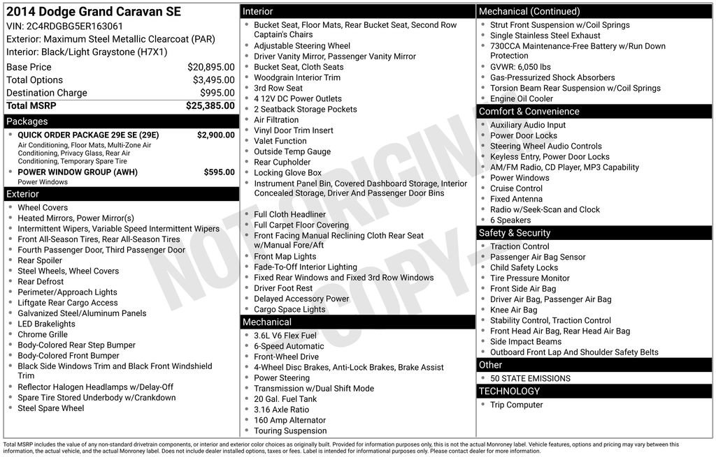 Used 2014 Dodge Grand Caravan SE w/ Quick Order Package 29E SE image 6