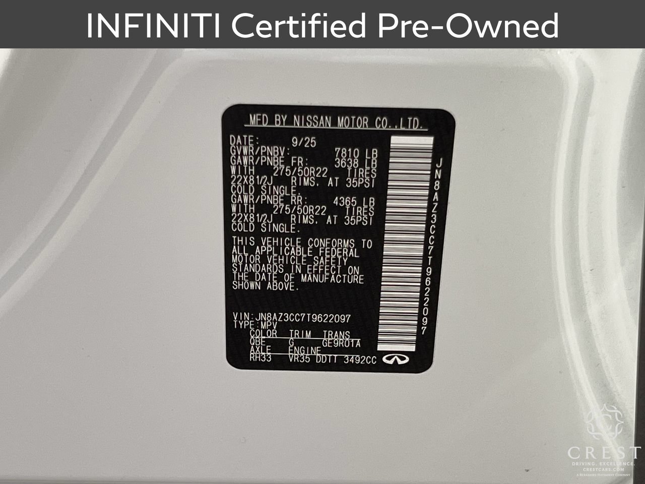 Certified 2026 INFINITI QX80 Autograph w/ Premium Cargo Package AWD/4WD image 35