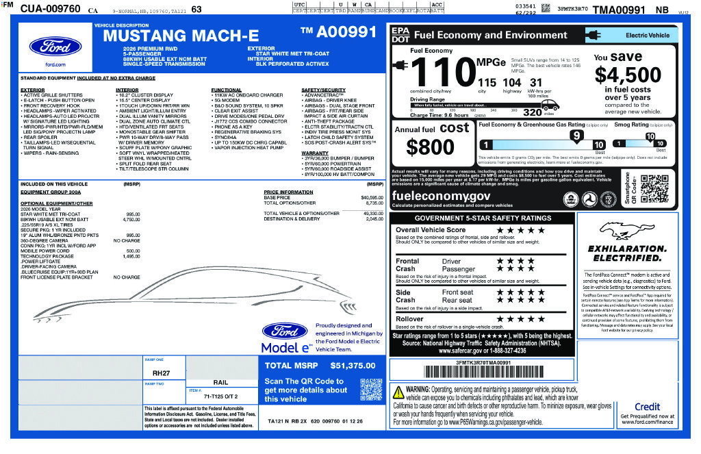 New 2026 Ford Mustang Mach-E Premium w/ Technology Package RWD image 2