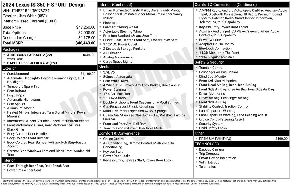 Used 2024 Lexus IS 350 F Sport w/ Accessory Package 2 RWD image 9