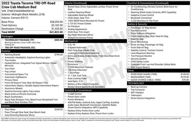 Used 2022 Toyota Tacoma TRD Off-Road w/ Technology Package AWD/4WD image 32