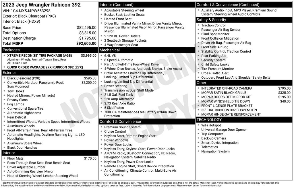 Used 2023 Jeep Wrangler Unlimited Rubicon 392 w/ Xtreme Recon 35" Tire Package image 4