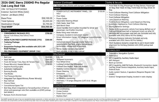 New 2026 GMC Sierra 2500 Pro w/ Convenience Package AWD/4WD image 25
