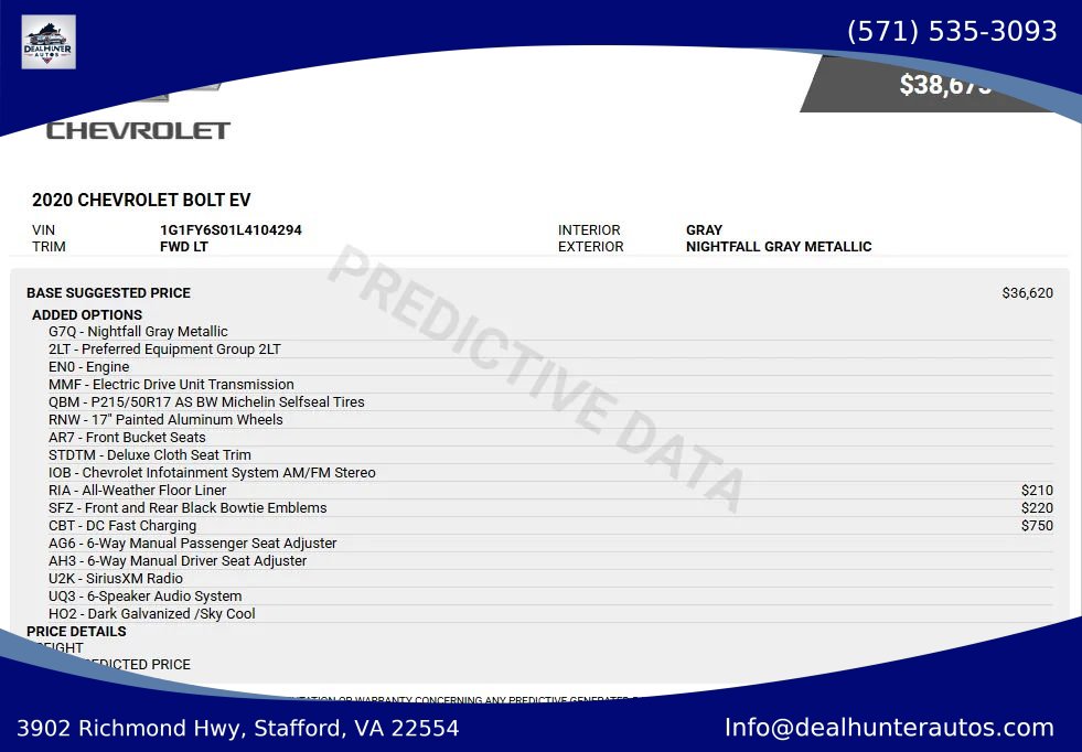 Used 2020 Chevrolet Bolt LT FWD image 1