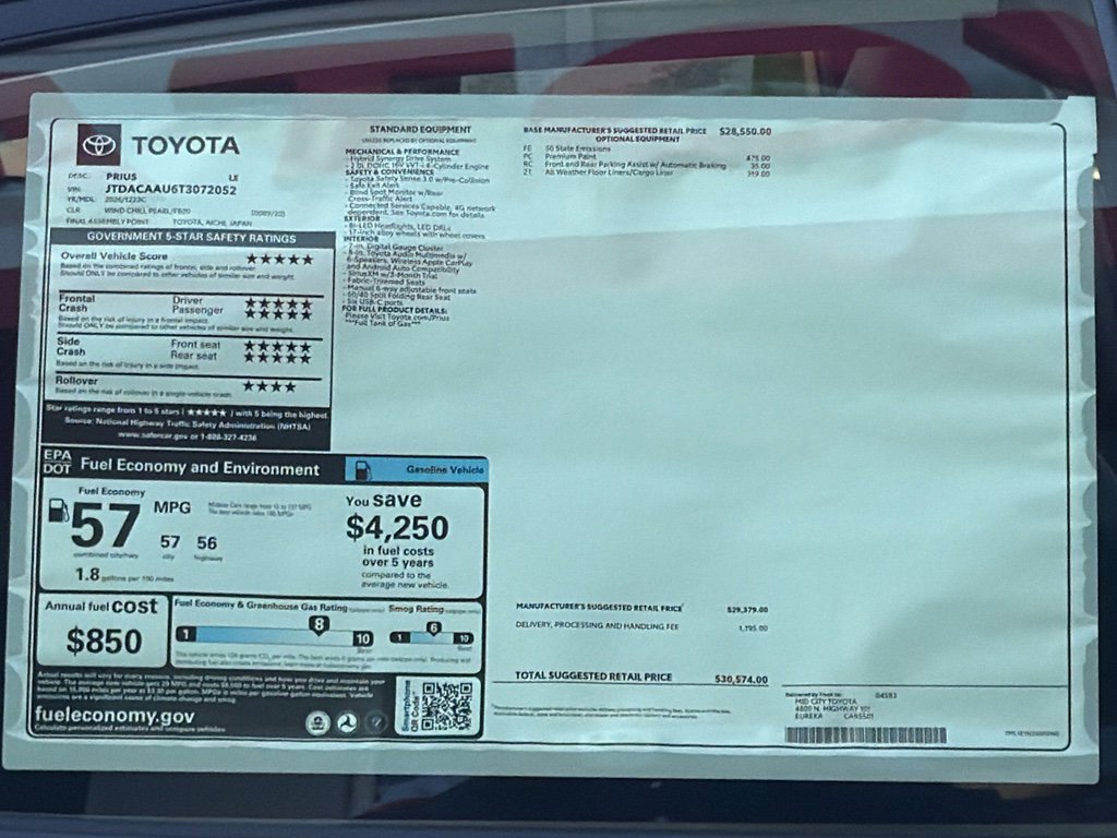 New 2026 Toyota Prius LE image 26