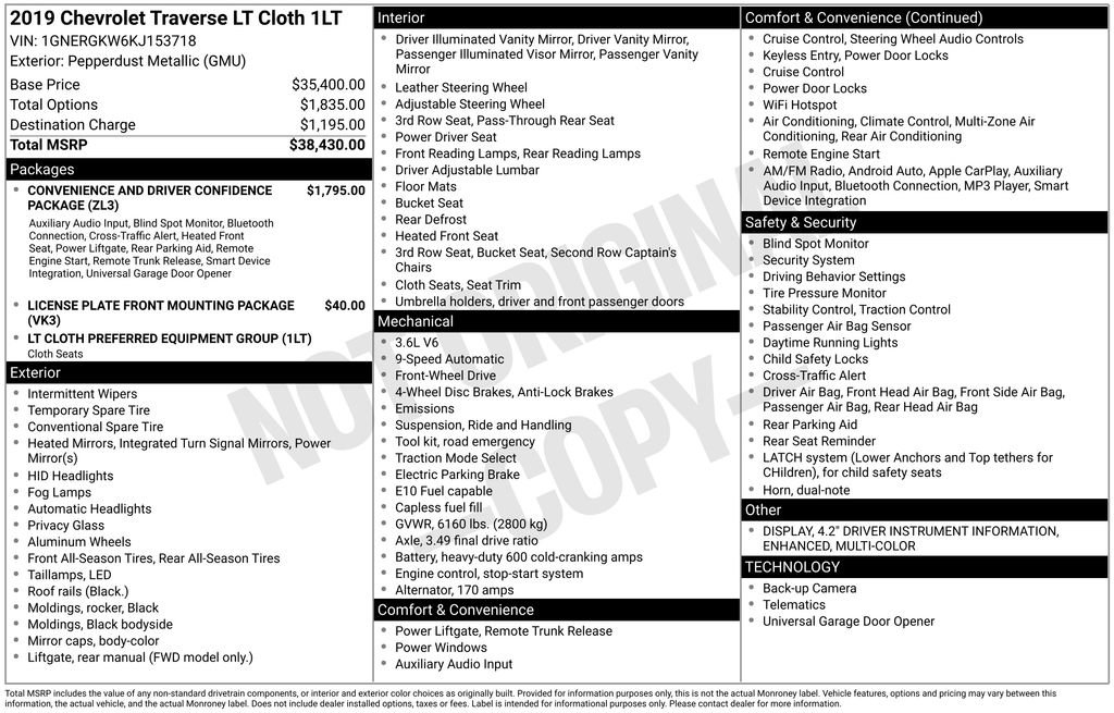 Used 2019 Chevrolet Traverse LT image 27