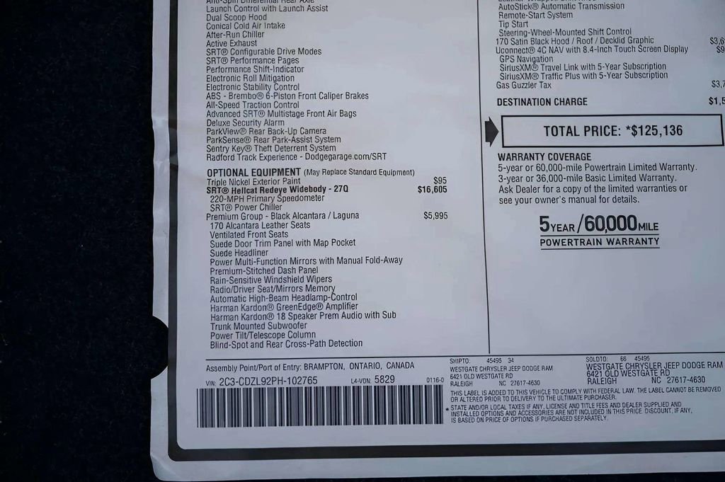 Used 2023 Dodge Challenger SRT Hellcat Redeye RWD image 90