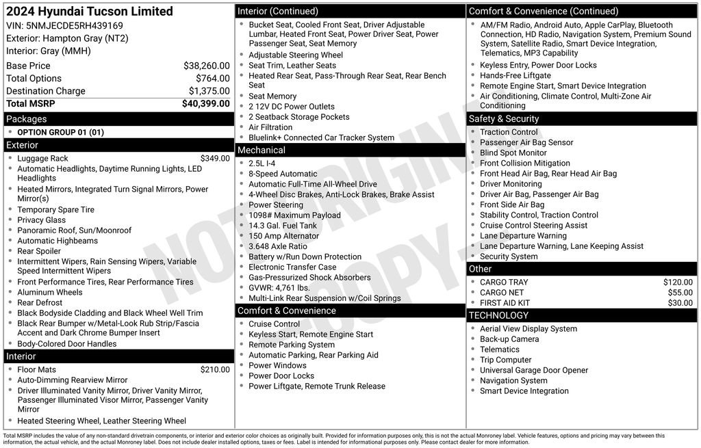 Certified 2024 Hyundai Tucson Limited AWD/4WD image 33