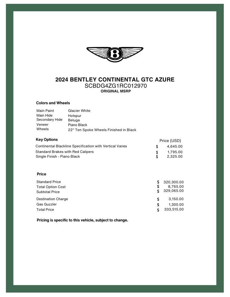Certified 2024 Bentley Continental GT Azure AWD/4WD image 29