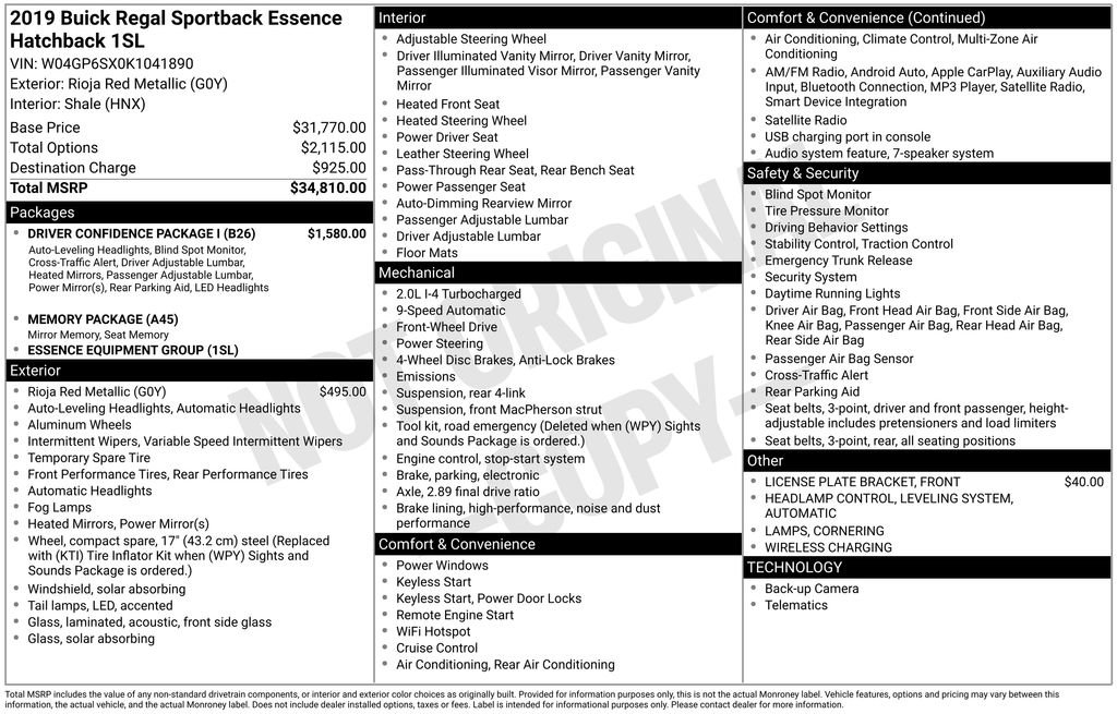 Used 2019 Buick Regal Essence w/ Driver Confidence Package I FWD image 26