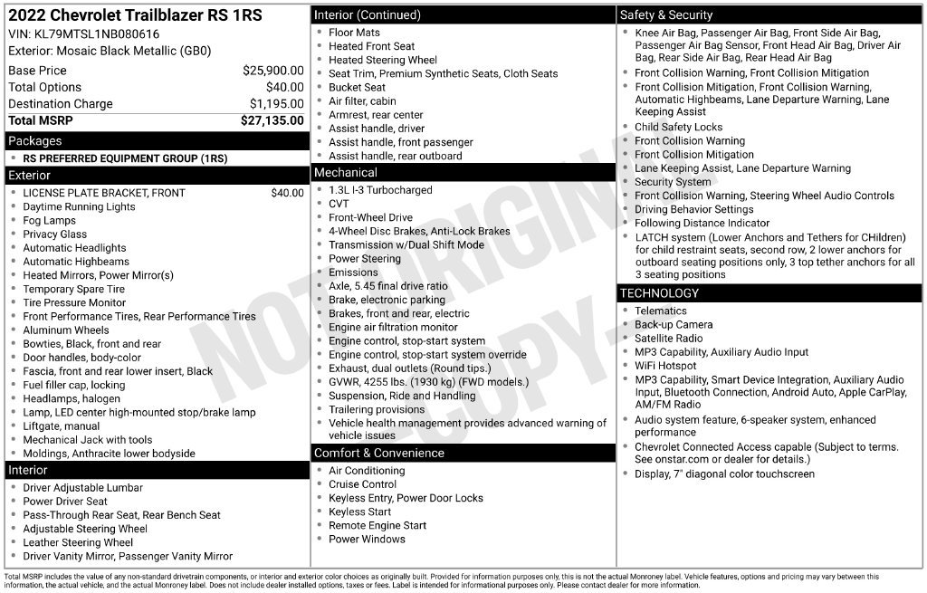 Used 2022 Chevrolet TrailBlazer RS FWD image 2