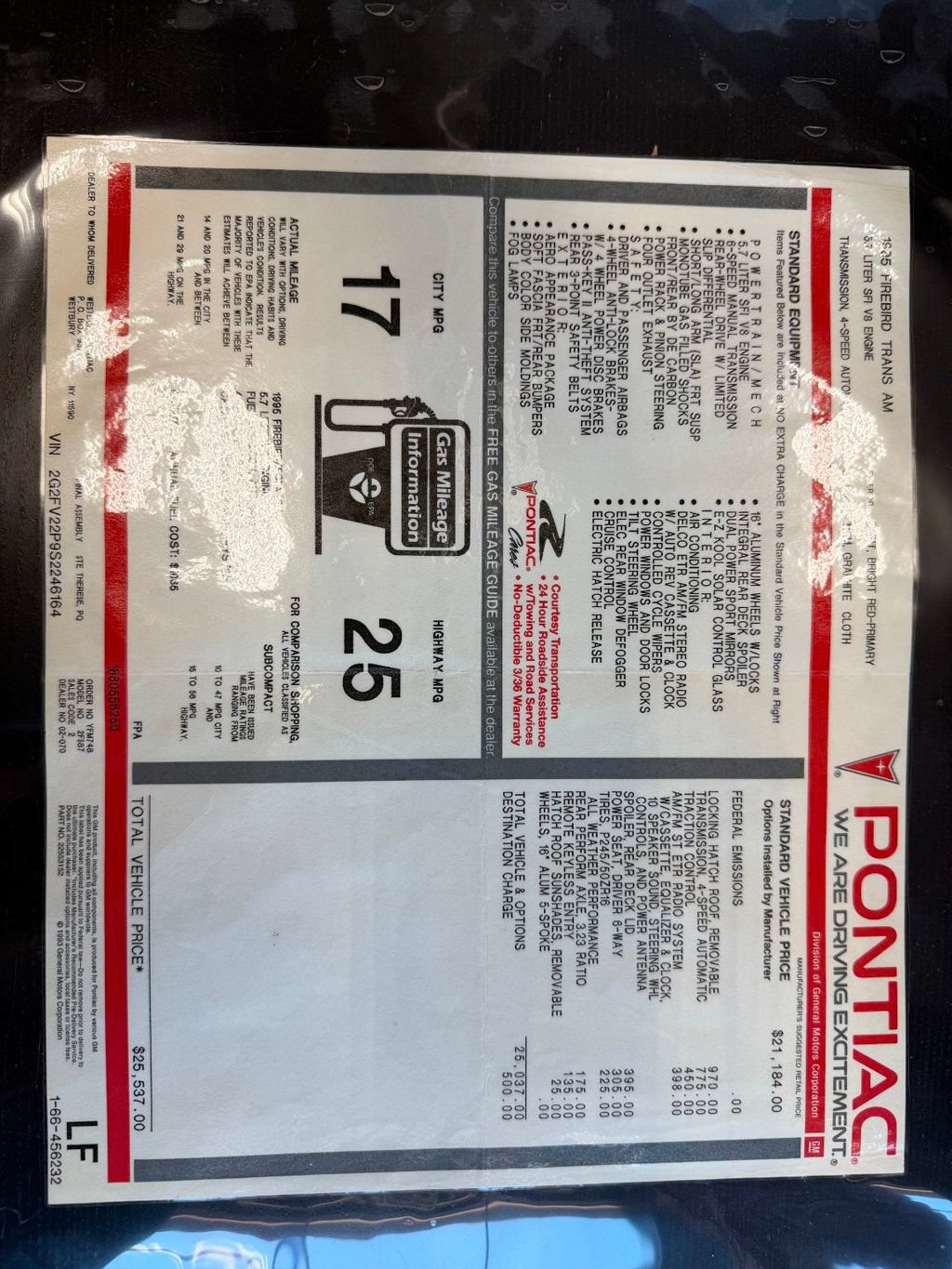 Used 1995 Pontiac Firebird Trans Am RWD image 17