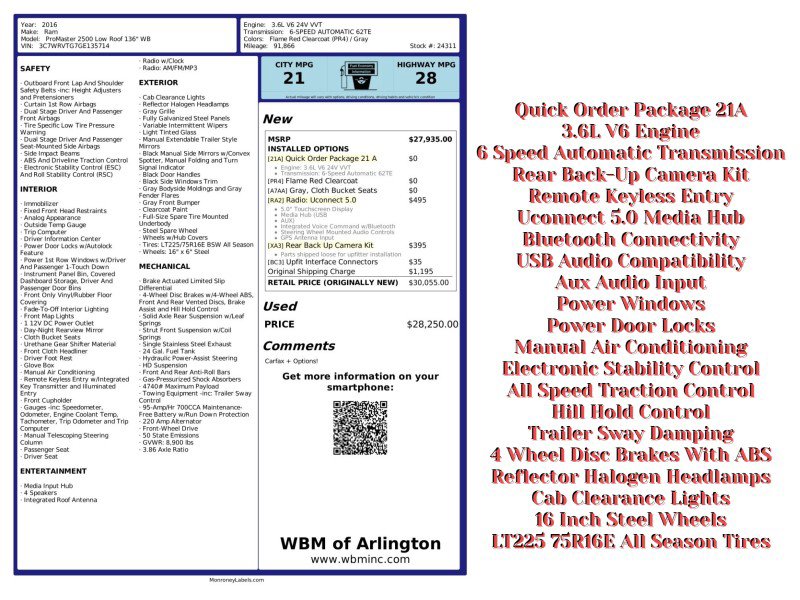 Used 2016 RAM ProMaster 2500 image 2