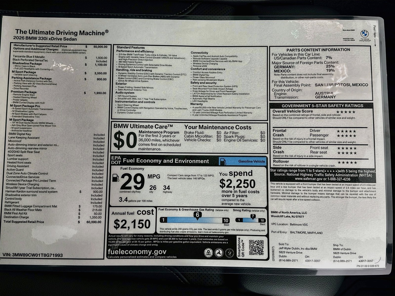 New 2026 BMW 330i xDrive Sedan w/ M Sport Package AWD/4WD image 48