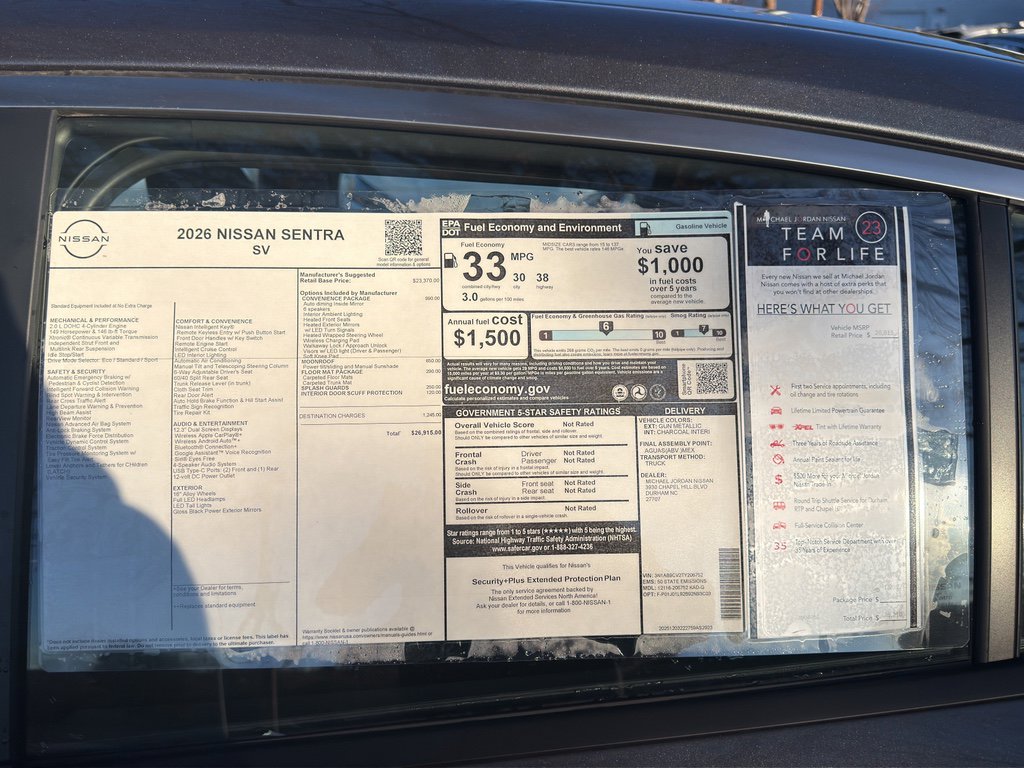 New 2026 Nissan Sentra SV w/ SV Convenience Package image 12