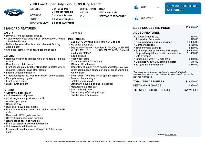 Used 2008 Ford F350 King Ranch RWD image 2