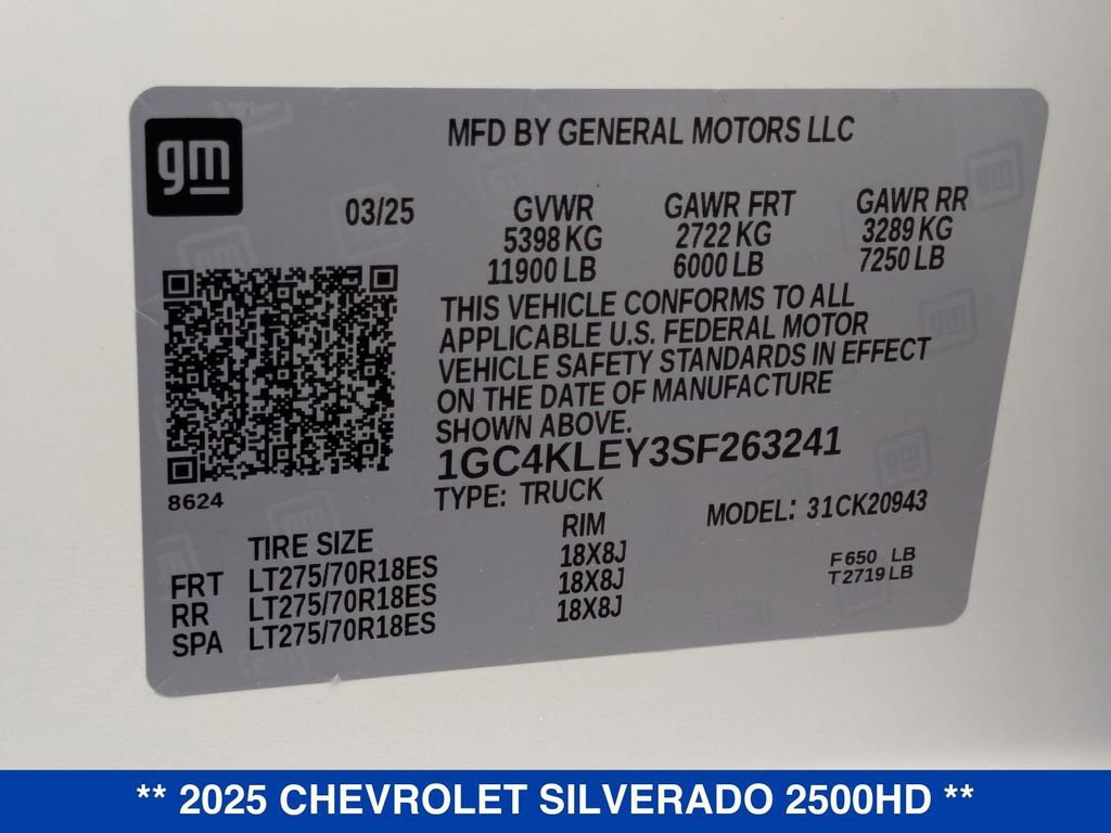 New 2025 Chevrolet Silverado 2500 W/T AWD/4WD image 33